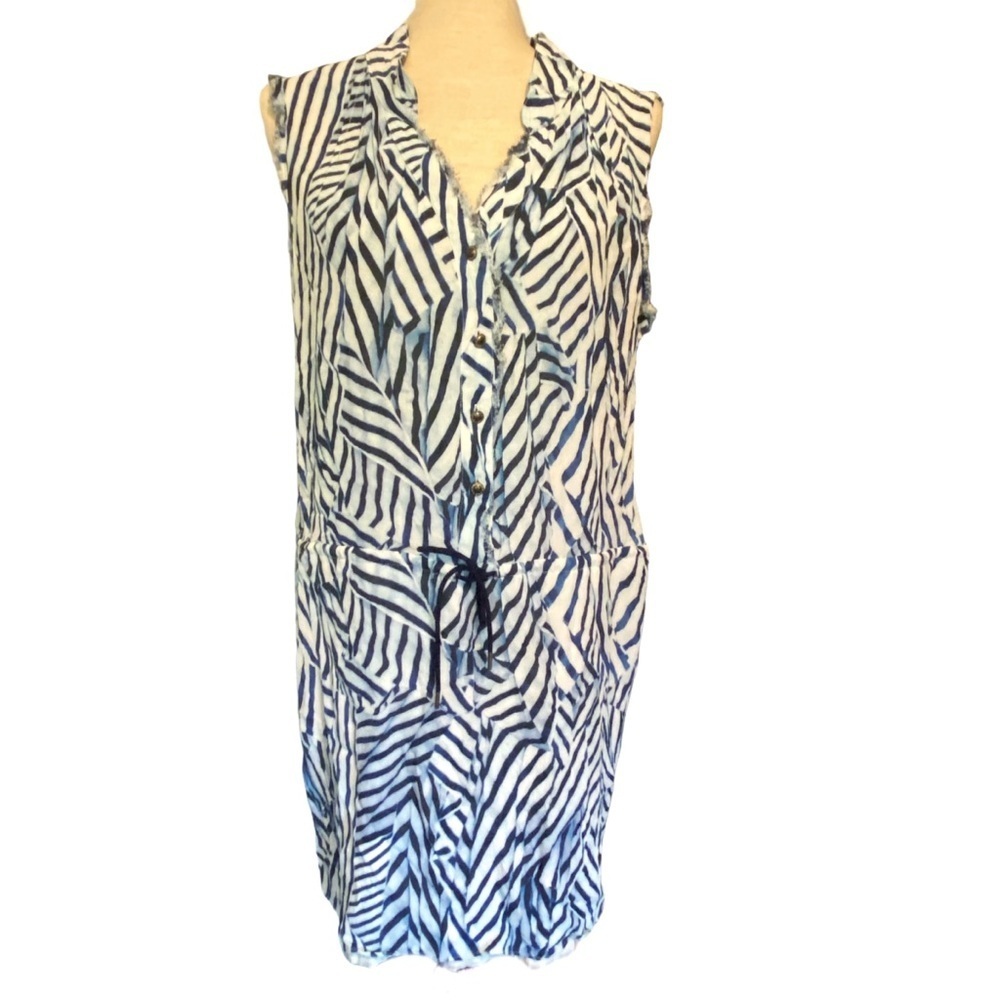 Nicole‎ Miller Atelier Blue White Stripe Dress M